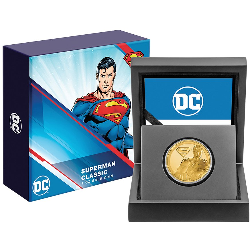 Original coin case of the Gold Classic Superheroes 1 oz PF - Superman