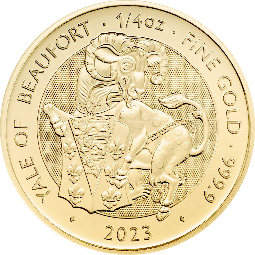 View 1: Gold Yale of Beaufort 1/4 oz - Royal Tudor Beasts 2023