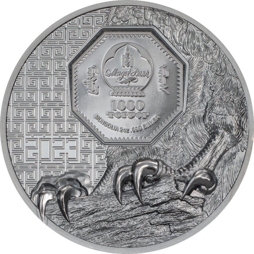 View 2: Silber Mongolian Falcon 2 oz Black Proof - High Relief 2023