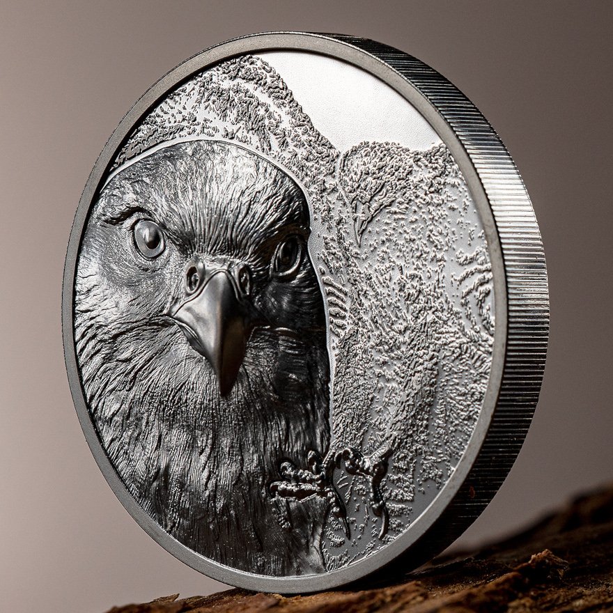 View 4: Silber Mongolian Falcon 2 oz Black Proof - High Relief 2023
