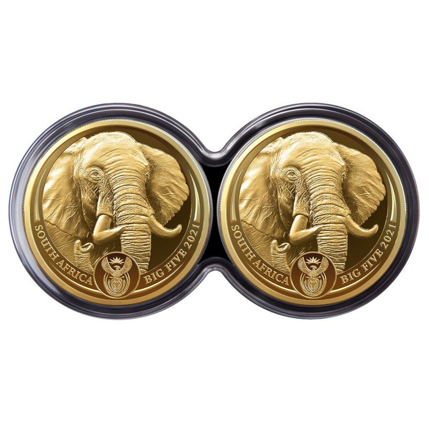 View 1: Gold Elefant Big Five Serie II - 2 x 1/4 oz PP-Set Doppelkapsel