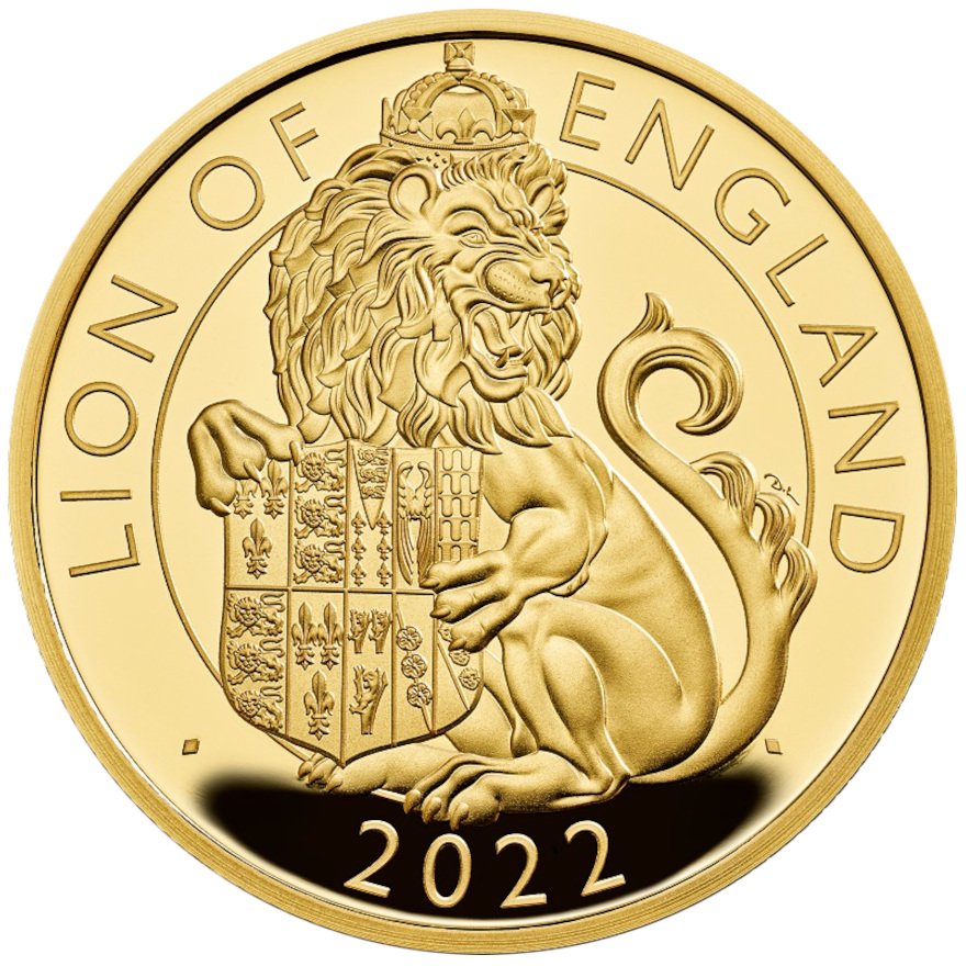 Front of the Gold Lion of England 1 oz PF - Royal Tudor Beasts 2022