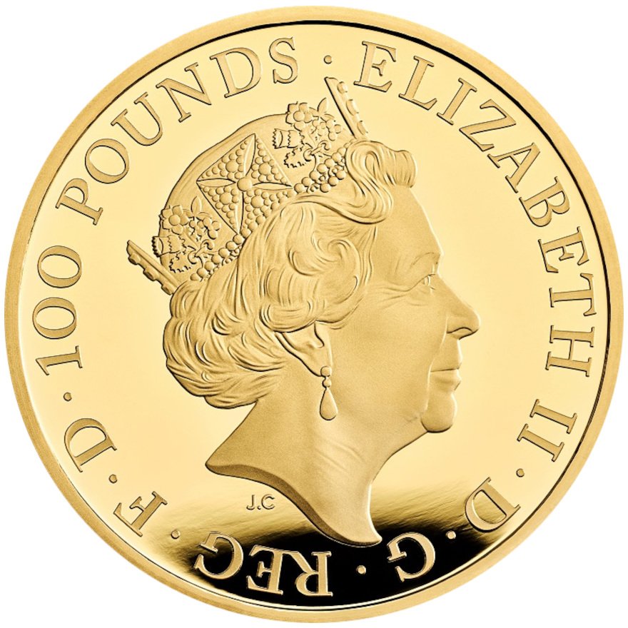 Back of the Gold Lion of England 1 oz PF - Royal Tudor Beasts 2022