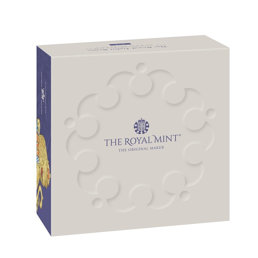 Original coin case of the Gold Lion of England 1 oz PF - Royal Tudor Beasts 2022