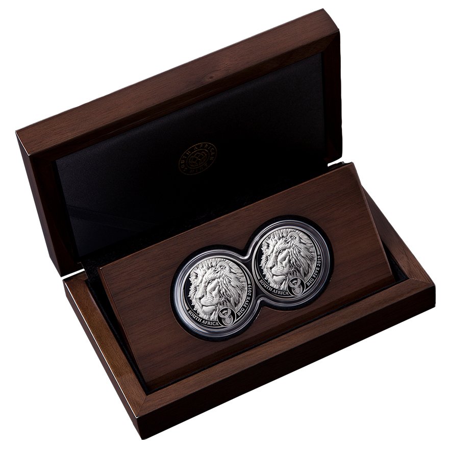 Silver Lion Big Five Series I - 2 x 1 oz PF Set Double Capsule - 2019 in the original coin case