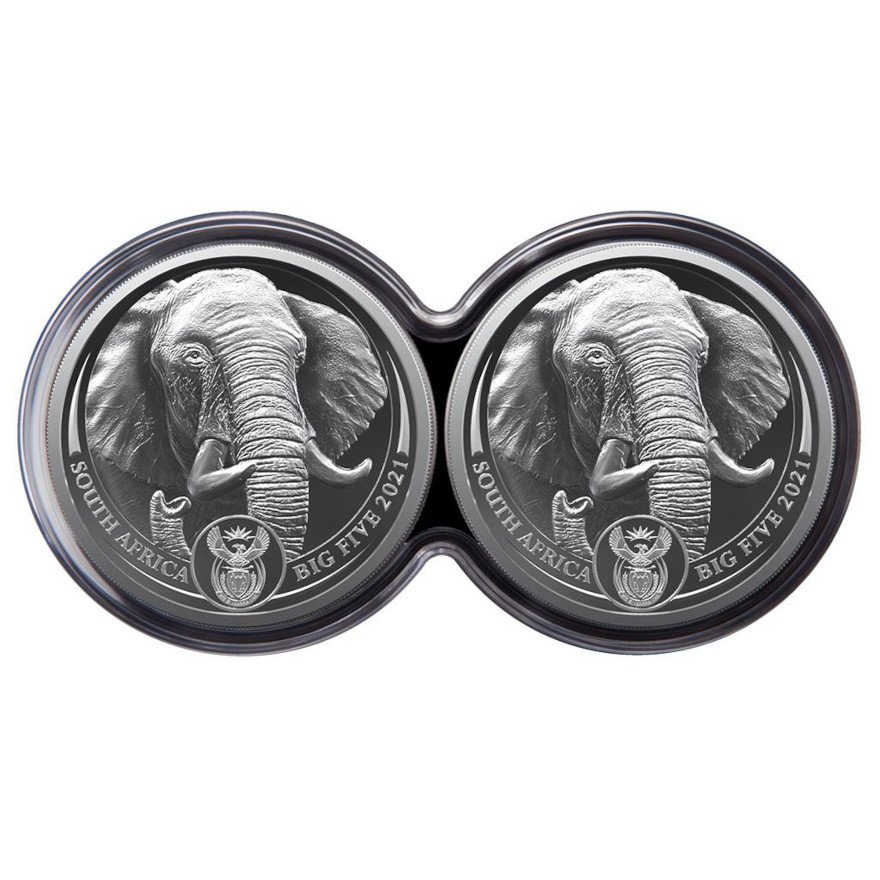 View 1: Silber Elefant Big Five Serie II - 2 x 1 oz PP-Set Doppelkapsel