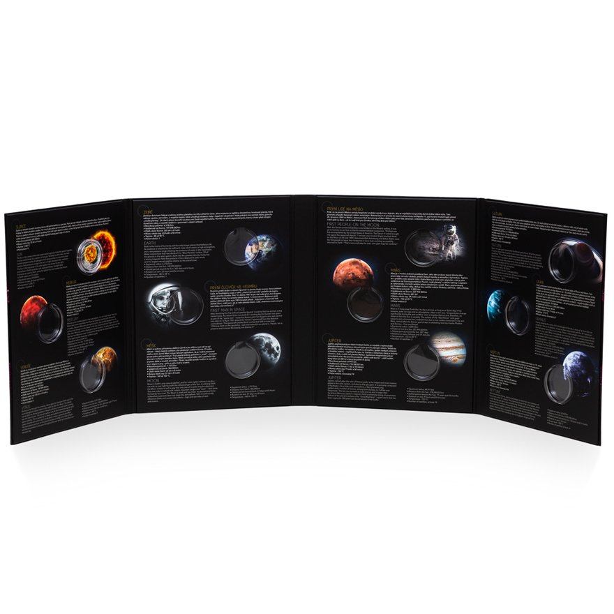 Front of the Silver coin set 12 x 1 oz PF - Solar System