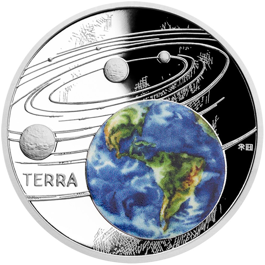 Front of the Silver 1 oz PF - Solar System