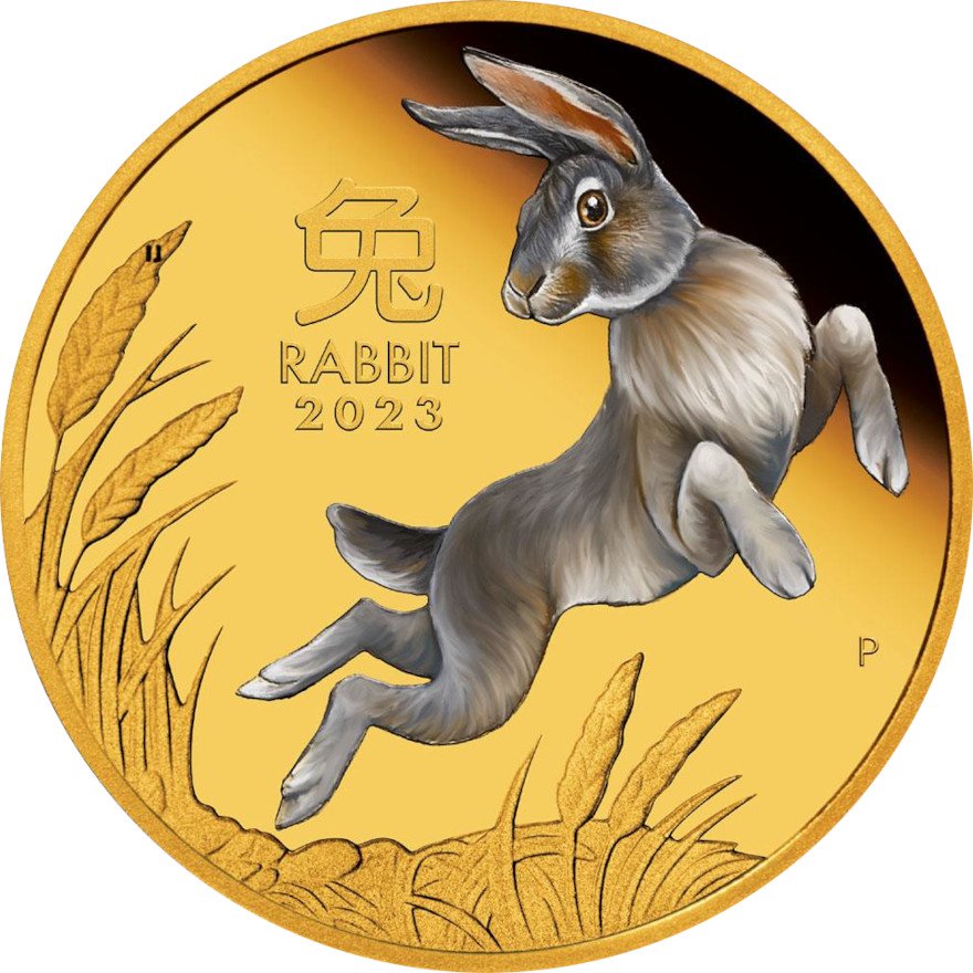 View 1: Gold Lunar III Hase 1 oz PP - coloriert 2023