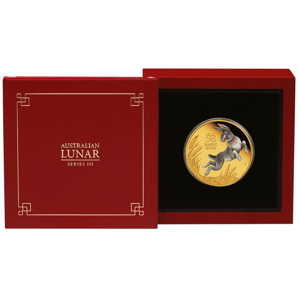 View 4: Gold Lunar III Hase 1 oz PP - coloriert 2023
