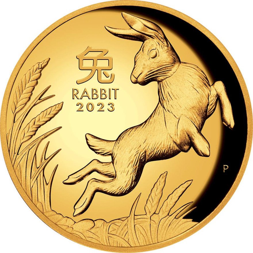 View 1: Gold Lunar III Hase 1 oz PP - High Relief 2023
