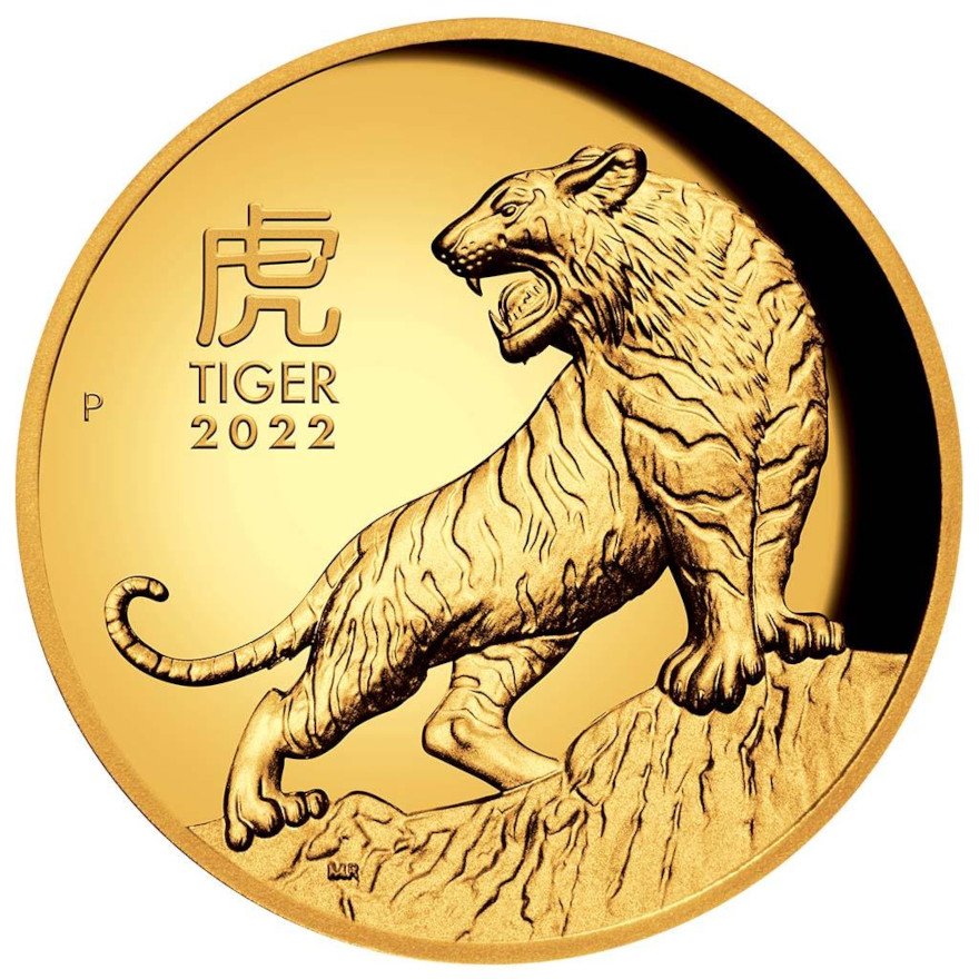 View 1: Gold Lunar III Tiger 1 oz PP - High Relief 2022