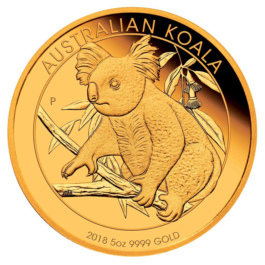 Front of the Gold Koala 5 oz PF - 2018