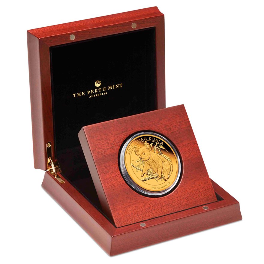 Gold Koala 5 oz PF - 2018 in the original coin case