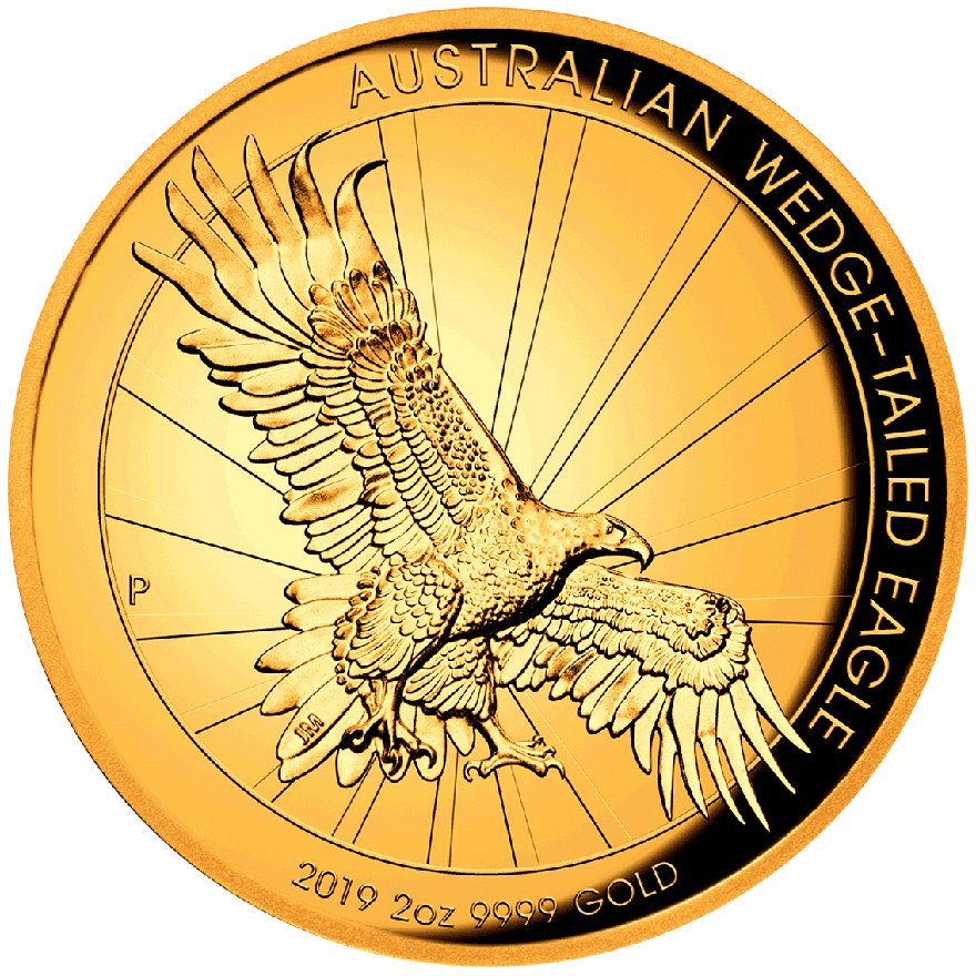 View 1: Gold Wedge Tailed Eagle 2 oz PP - High Relief 2019