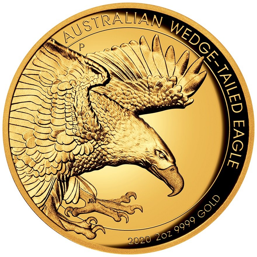 View 1: Gold Wedge Tailed Eagle 2 oz PP - High Relief 2020