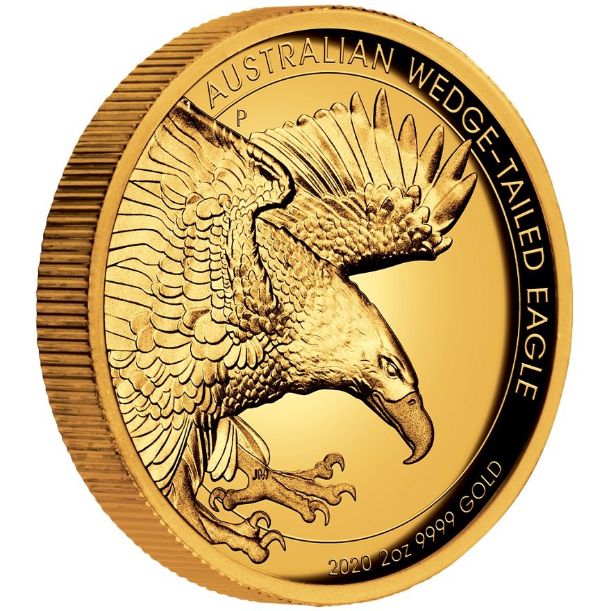 View 2: Gold Wedge Tailed Eagle 2 oz PP - High Relief 2020