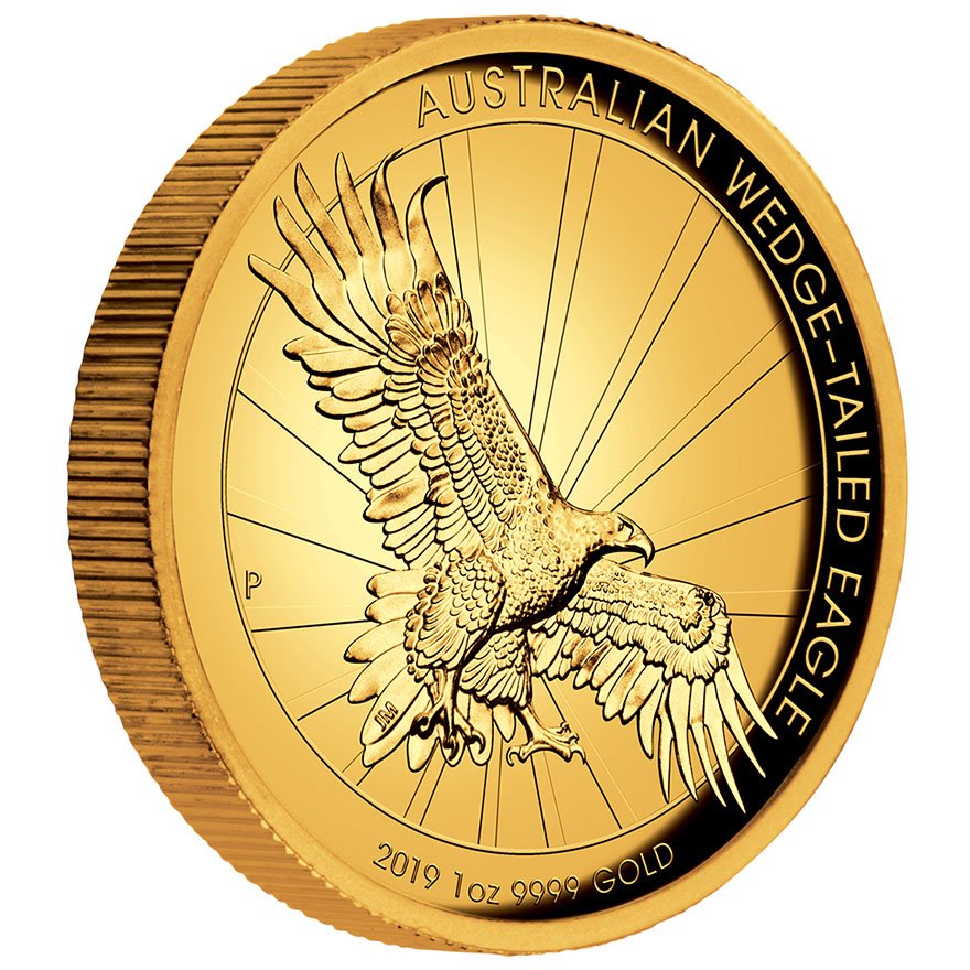 View 2: Gold Wedge Tailed Eagle 1 oz PP - High Relief 2019