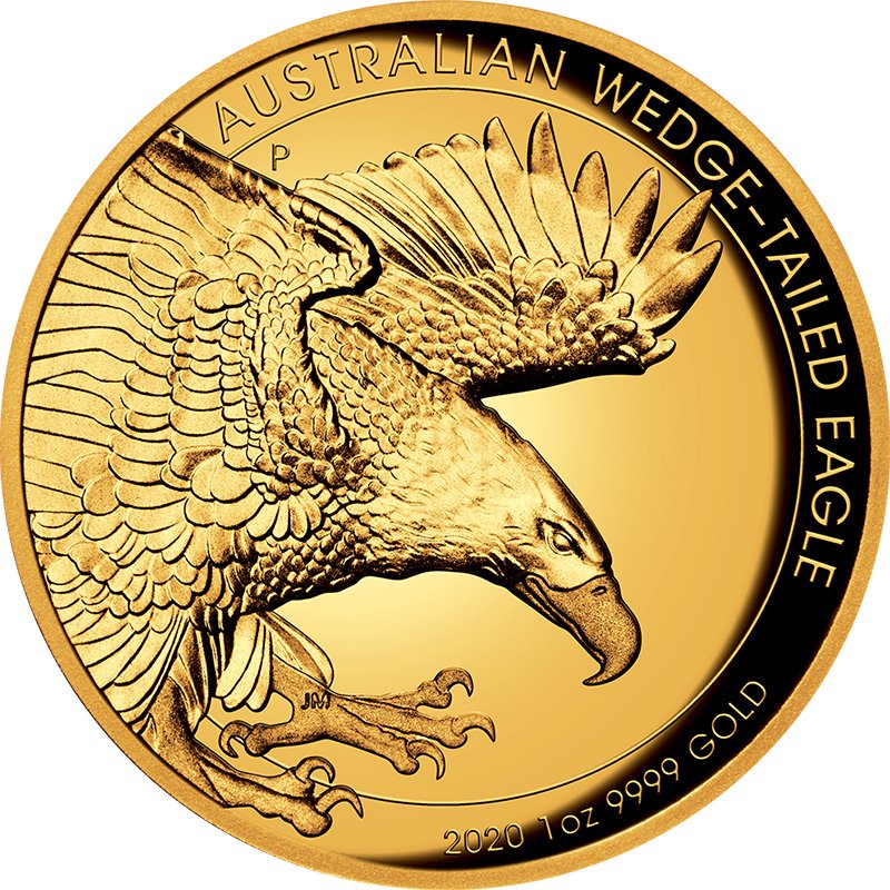 View 1: Gold Wedge Tailed Eagle 1 oz PP - High Relief 2020