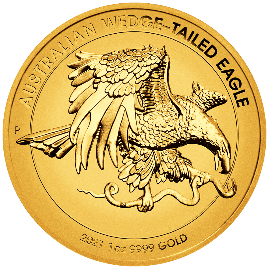 View 1: Gold Wedge Tailed Eagle 1 oz PP - High Relief 2021