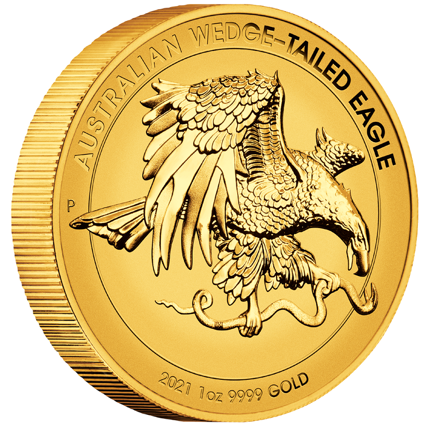 View 2: Gold Wedge Tailed Eagle 1 oz PP - High Relief 2021