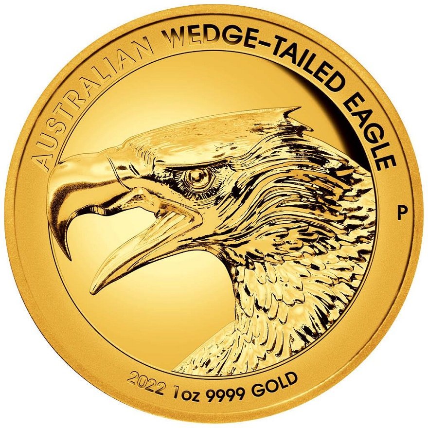 View 1: Gold Wedge Tailed Eagle 1 oz PP - High Relief 2022