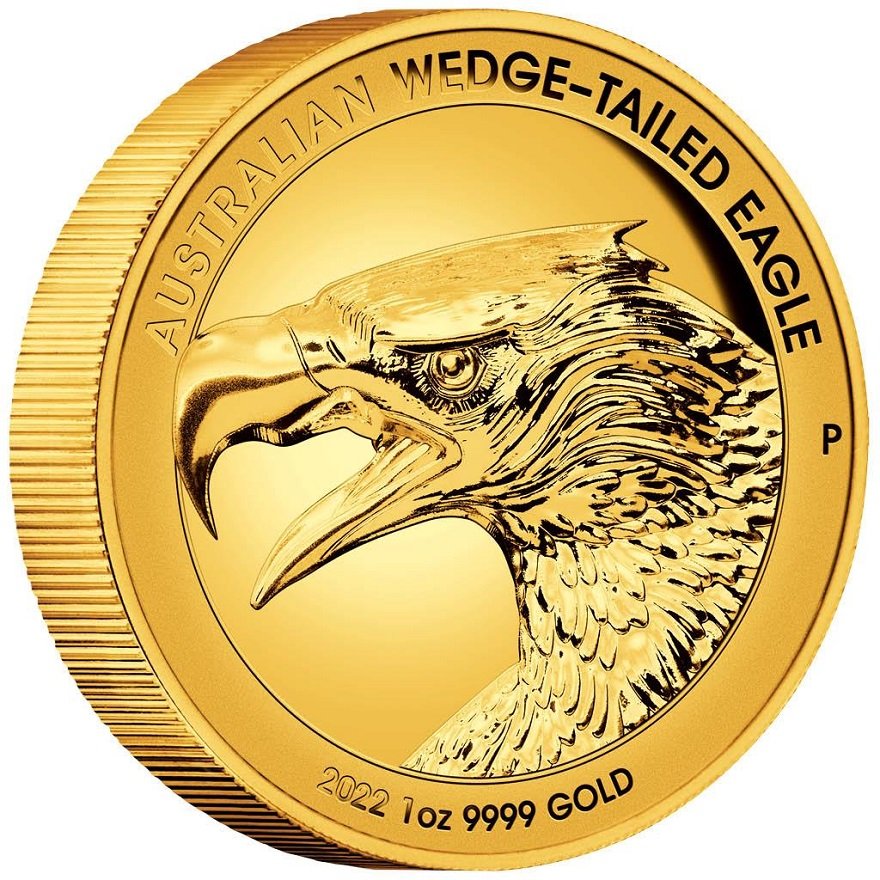 View 2: Gold Wedge Tailed Eagle 1 oz PP - High Relief 2022