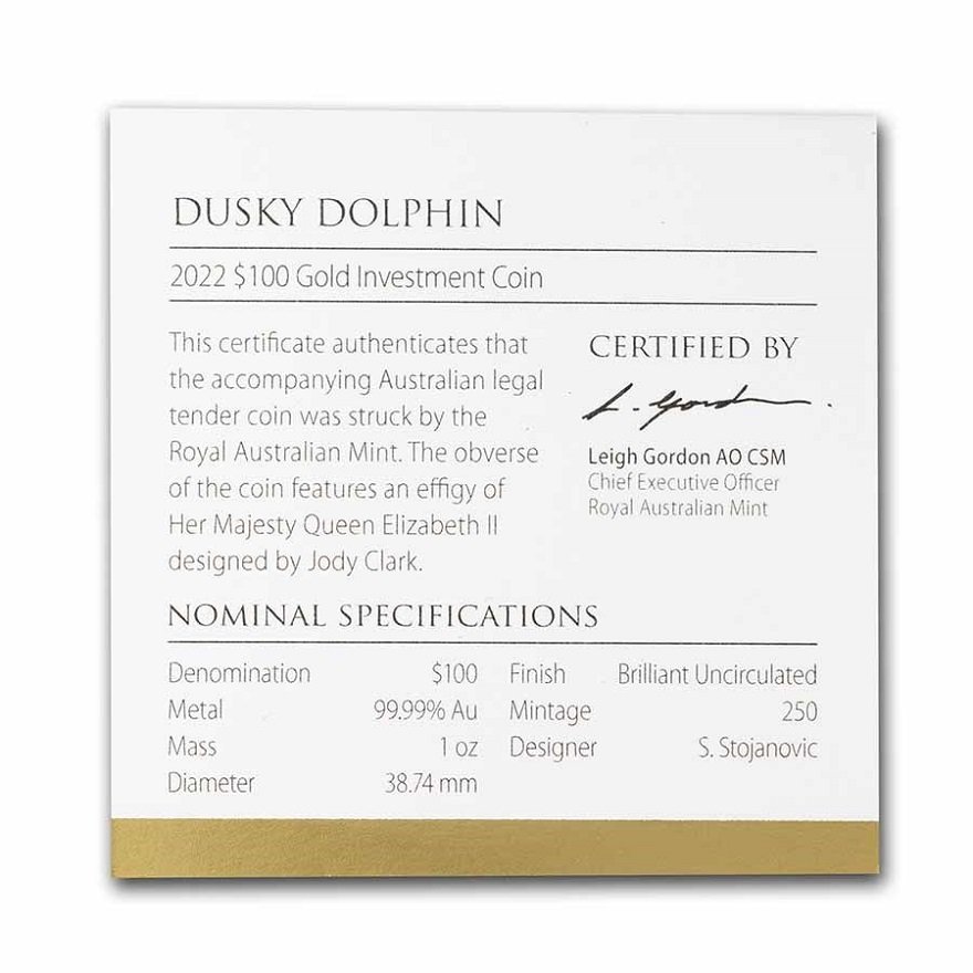View 6: Gold Dusky Dolphin 1 oz - RAM 2022