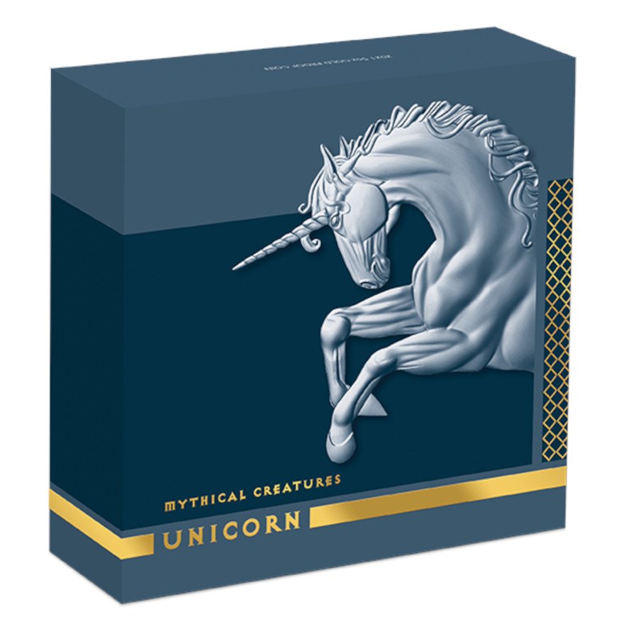 Original coin case of the Gold Mythical Creatures 5 oz PF - Unicorn 2021