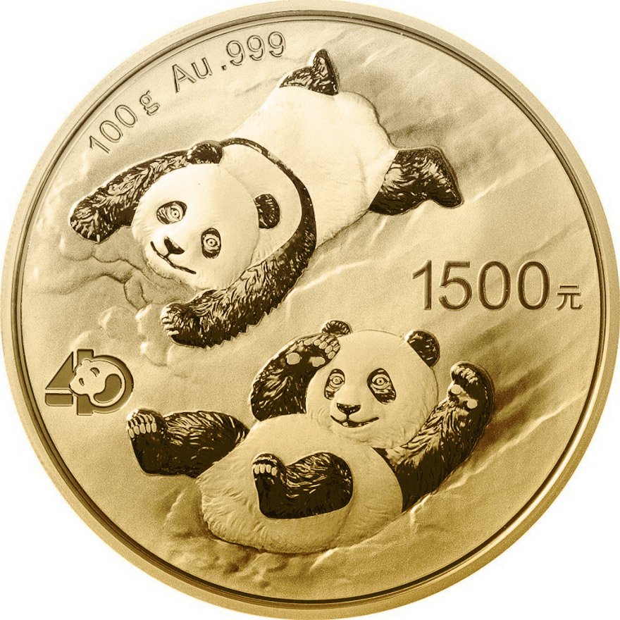 View 1: Gold China Panda 100 g PP - 40. Jubiläum - 2022