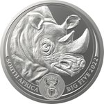 Front of the Silver Rhino 1 oz - Big Five Series II - 2022