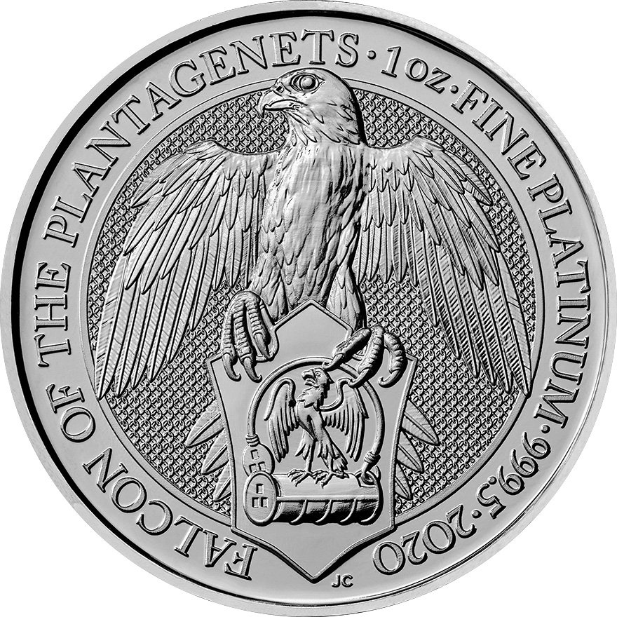 View 1: Platin The Queen's Beasts 1 oz - Falcon of the Plantagenets 2020