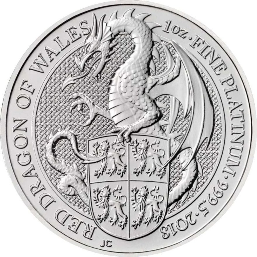 View 1: Platin The Queen's Beasts 1 oz - Red Dragon of Wales 2018