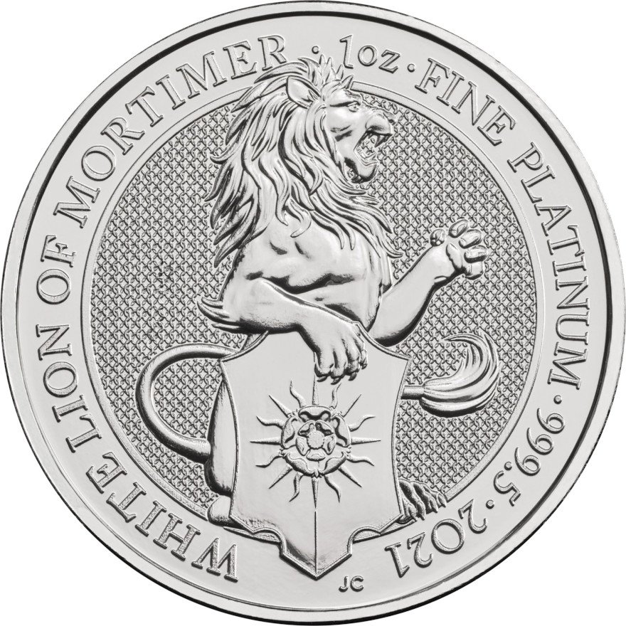 View 1: Platin The Queen's Beasts 1 oz - White Lion of Mortimer 2021