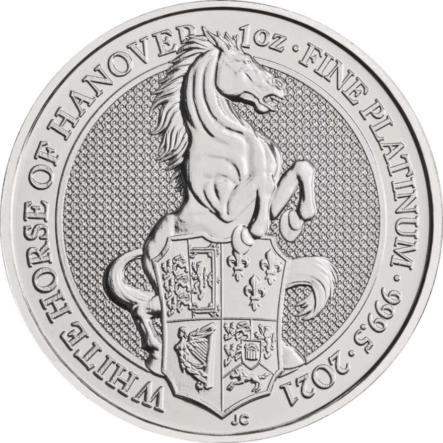 View 1: Platin The Queen's Beasts 1 oz - White Horse of Hanover 2021