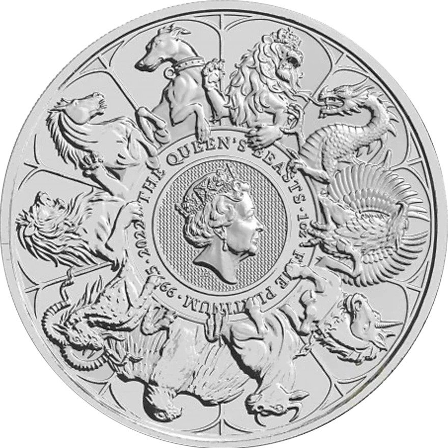 View 1: Platin The Queen's Beasts 1 oz - Completer Coin 2022