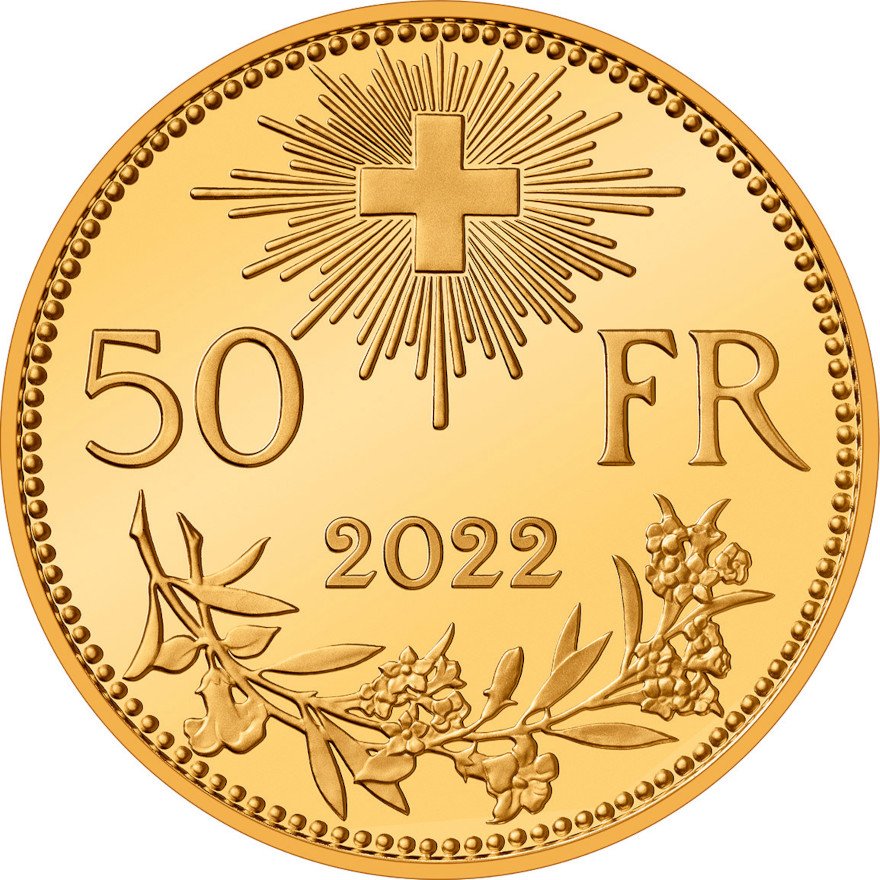 View 2: Gold Vreneli - 100 Jahre Jubiläum - 50 Franken PP - 2022
