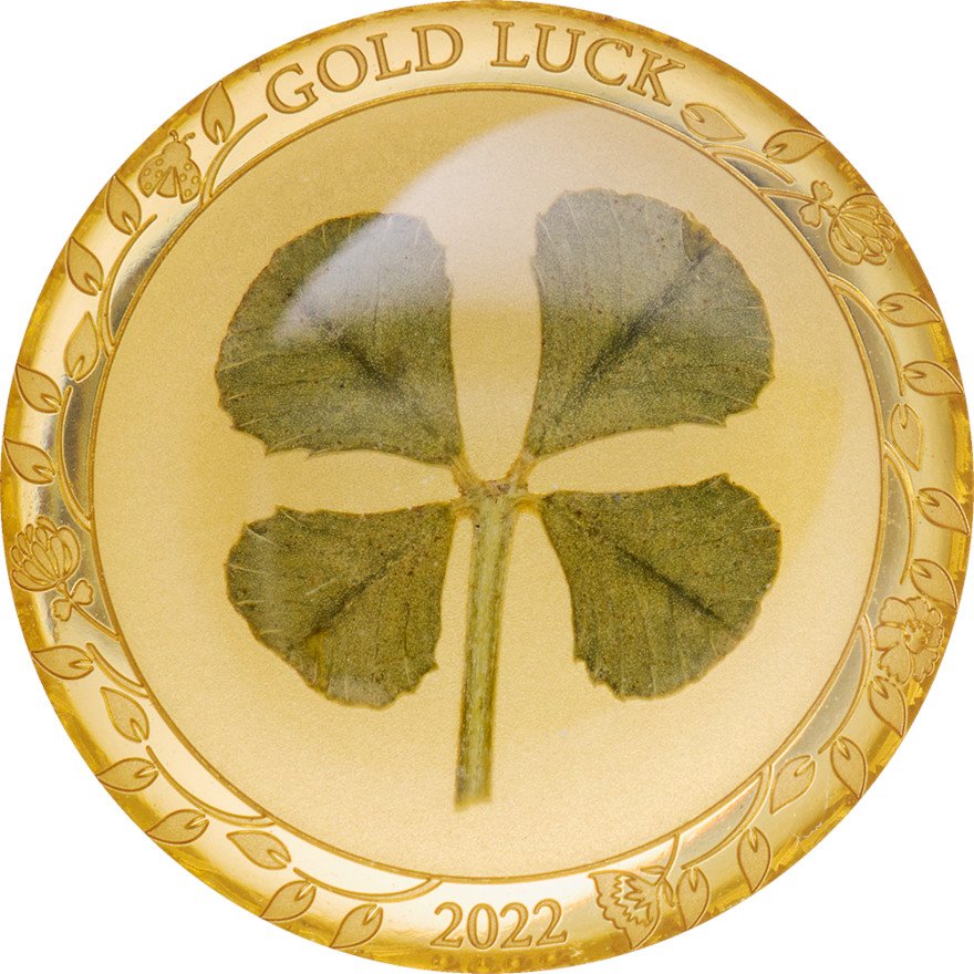Front of the Gold Cloverleaf 1 g Palau - 2022