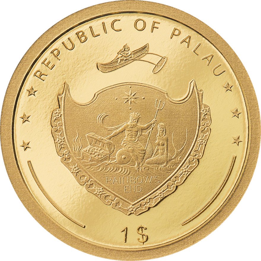 Back of the Gold Cloverleaf 1 g Palau - 2022