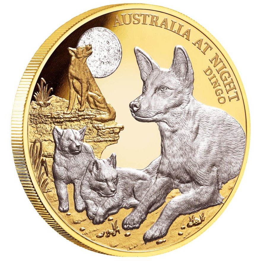 Side view of the Gold Dingo 1 oz PF - Platinum-plated 2021