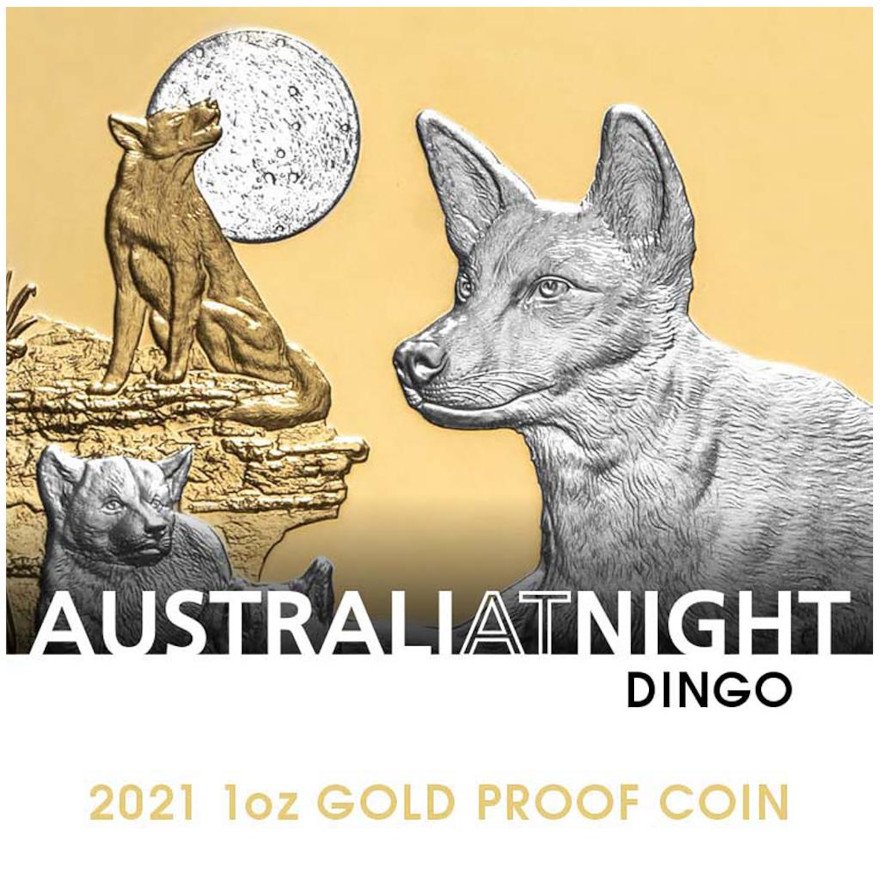 Original coin case of the Gold Dingo 1 oz PF - Platinum-plated 2021