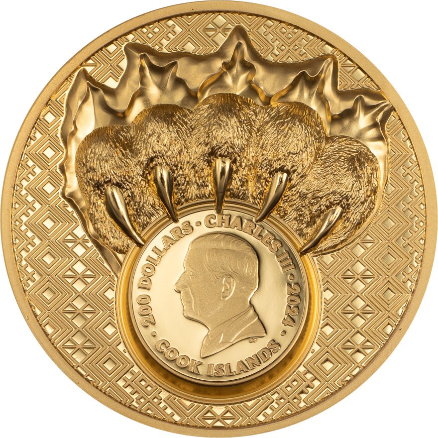 View 2: Gold King of the North - Polar Bear 1 oz PP - Ultra High Relief 2024