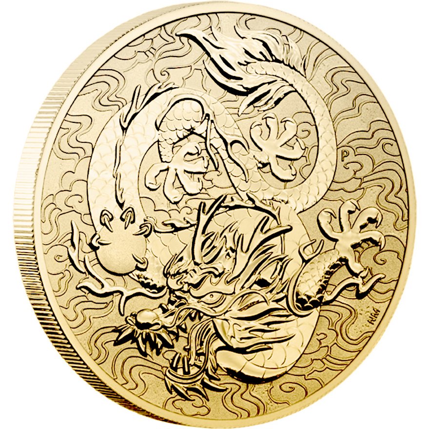 View 2: Gold Chinese Myths and Legends 1 oz - Drache 2022