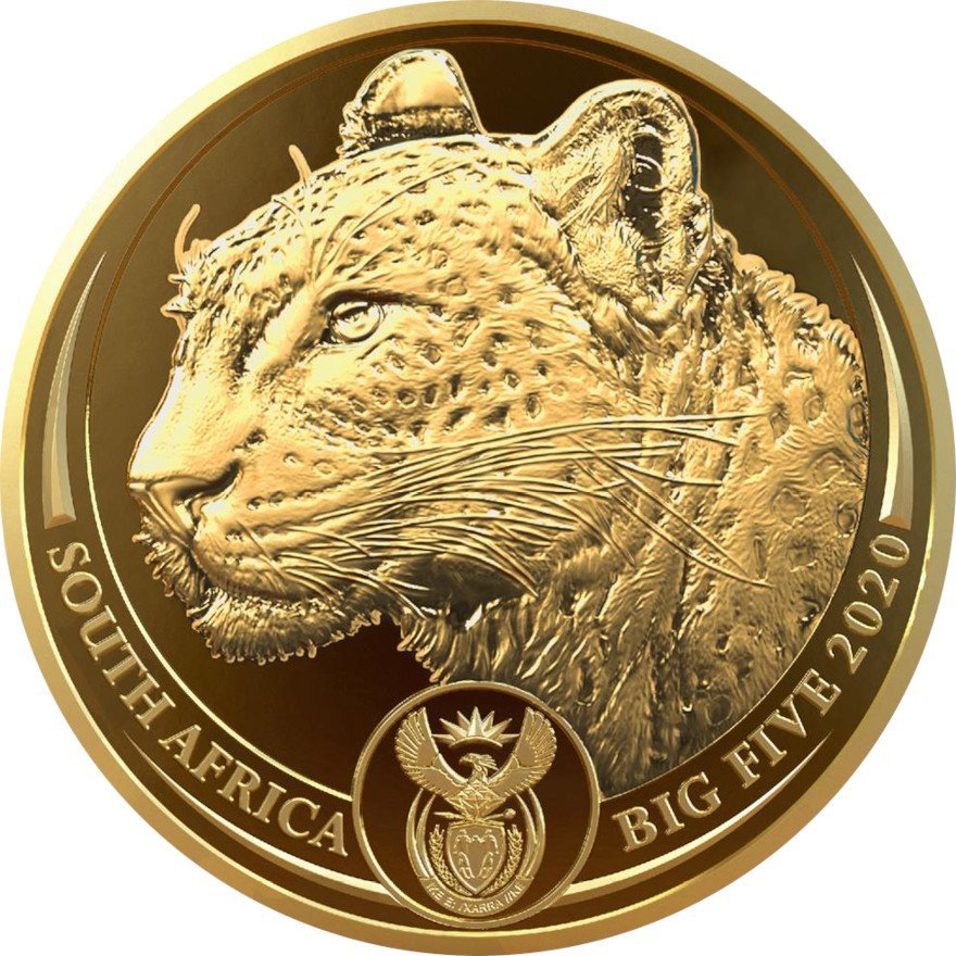 Front of the Gold Leopard 1 oz PF - Big Five Series I - 2020