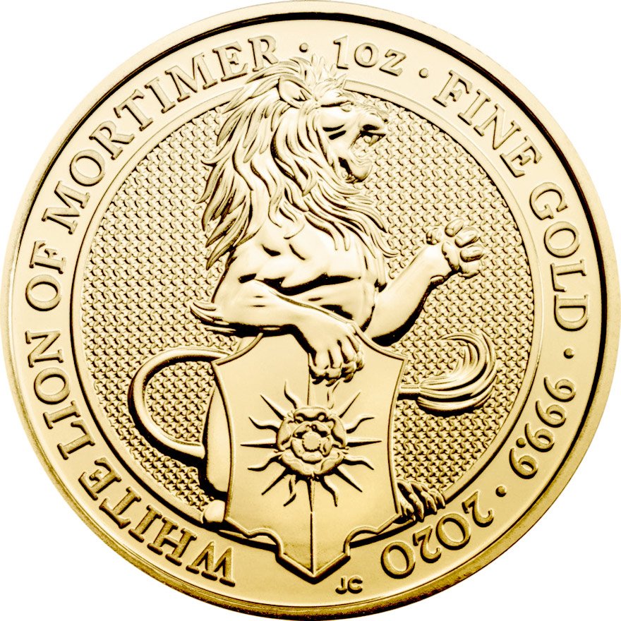 View 1: Gold The Queen's Beasts 1 oz - White Lion of Mortimer 2020