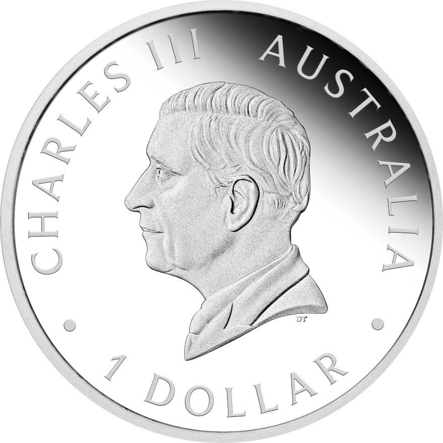 Back of the Silver Kangaroo 1 oz PF - King Charles III. - 2024