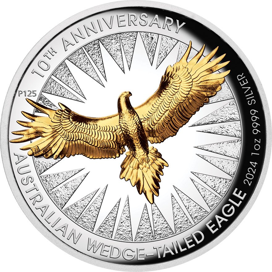 View 1: Silber Wedge Tailed Eagle 1 oz PP - 10th Anniversary - High Relief 2024