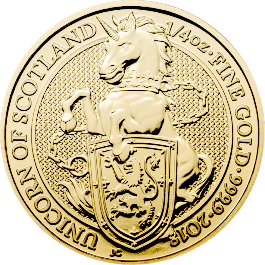 View 1: Gold The Queen´s Beasts 1/4 oz - Unicorn of Scotland 2018