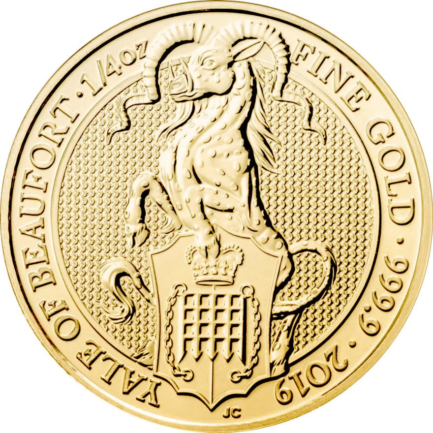 View 1: Gold The Queen's Beasts 1/4 oz - Yale of Beaufort 2019