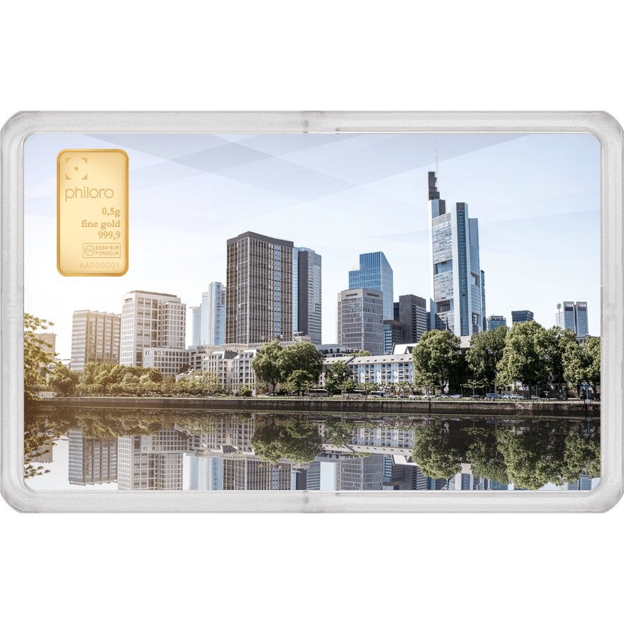 View 1: Goldbarren 0,5 g - philoro - Städtekarte Frankfurt